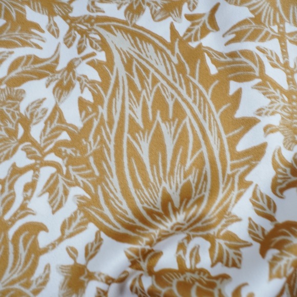 Natori Womens Satin Robe Sz L Long Floral Belted Full Classic Gold White Pockets - Picture 8 of 16